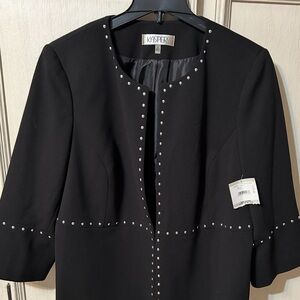 Kasper Black Blazer with Studded Embellishments